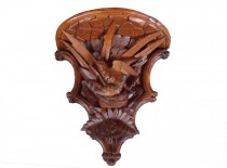 SOLD 19th Century Black Forest Walnut Carved Shelf