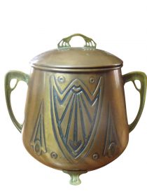 SOLD Circa 1900 Jugendstil Art Nouveau Copper Brass LARGE Covered Bowl