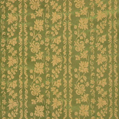 Lee Jofa 100% Silk Romantic Floral Stripe Green Gold