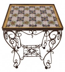 19th Century Tile-top and Wrought Iron Side Table SOLD