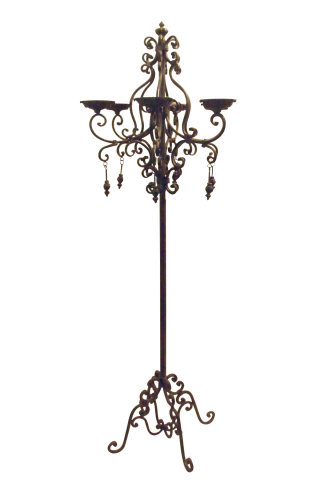 SOLD Decorative Iron Baroque Style Candelabrum 66" tall