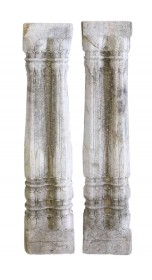 Pair 19th Century Indian Finely Carved Stone Fluted Double Columns