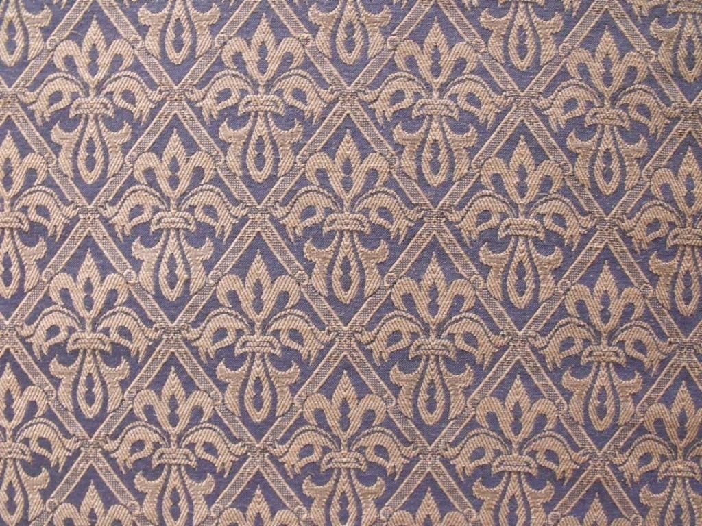 Lee Jofa English Rayon Cotton Flax Fleur de Lys Blue Beige Upholstery