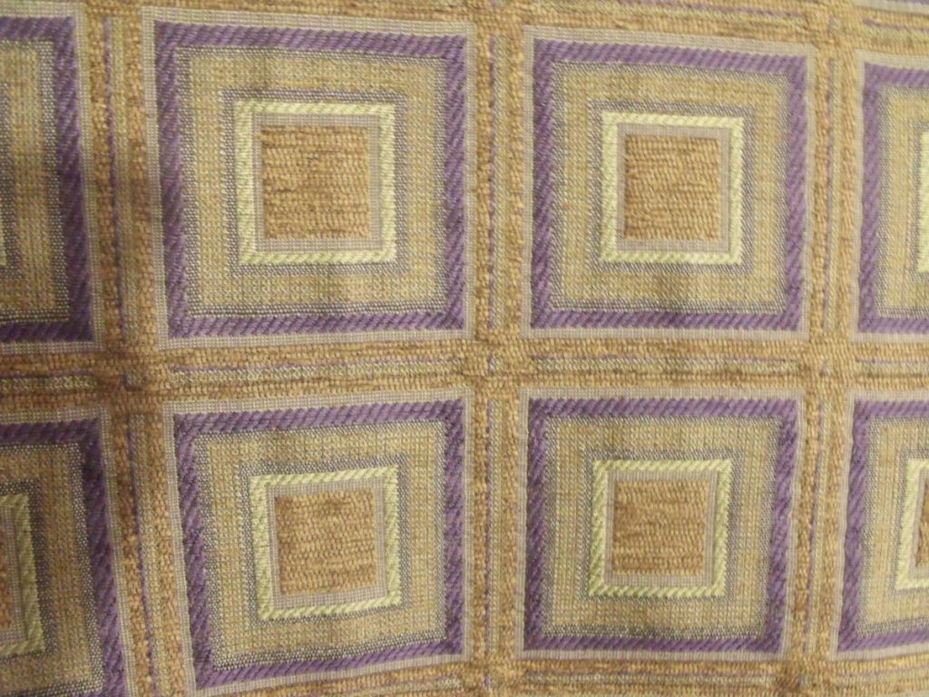 Kravet Cotton Rayon Gold Purple Art Deco Modern Squares Upholstery