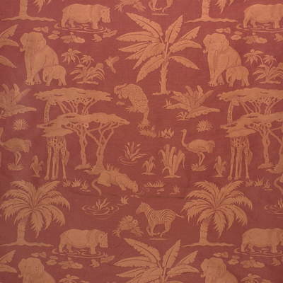 Lee Jofa Les Animaux d'Afrique Linen Silk Upholstery Garnet