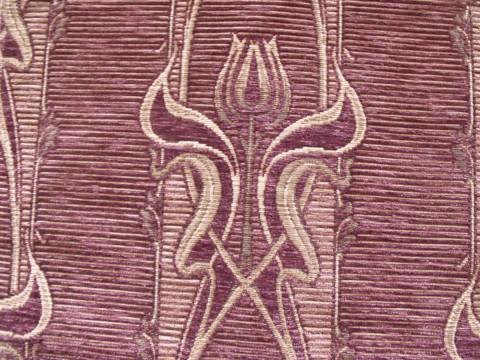 24" x 25" Art Nouveau Tulip Tapestry Chenille Belgium Red SOLD