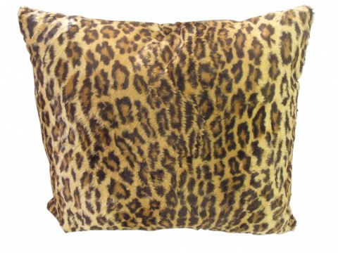 16" x 18" Down Pillow Furry Leopard Skin Fabric