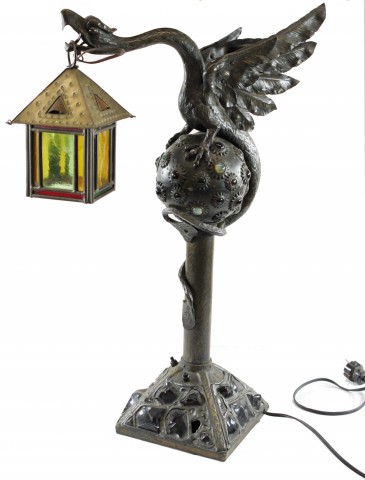 Circa 1900 Bronze Griffin Lamp SOLD
