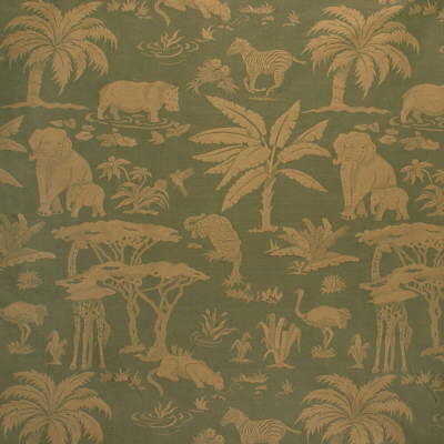 SOLD Lee Jofa Les Animaux d'Afrique Linen Silk Upholstery Green
