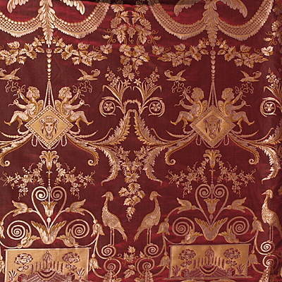 Lee Jofa La Salle Linen Silk Damask Garnet Red Fabric