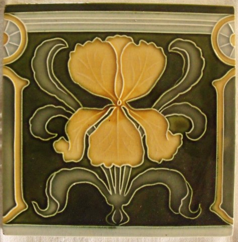 Art Nouveau Jugendstil Iris Antique Tile SOLD