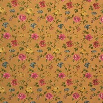 Kravet Floral Embroidery Pink Red Yellow Blue on Orange
