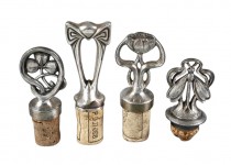 Choice of 4 circa 1900 German Art Nouveau Jugendstil Silverplated Bottle Stoppers Sold by the Piece