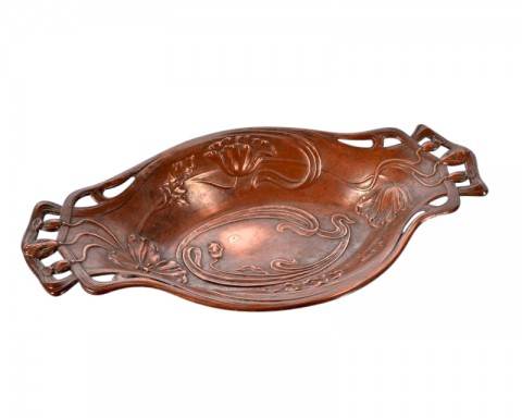 Art Nouveau Copper Tray Basket Poppies SOLD
