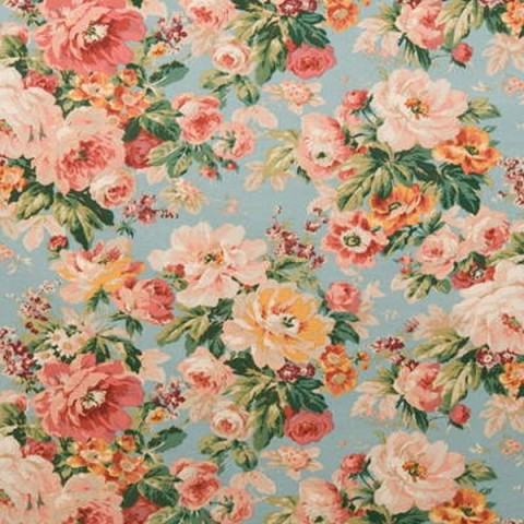 Castletown Linen Cotton Floral Print Turquoise SOLD