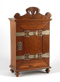 Art Nouveau Jugendstil Oak Wall Hanging Cabinet SOLD