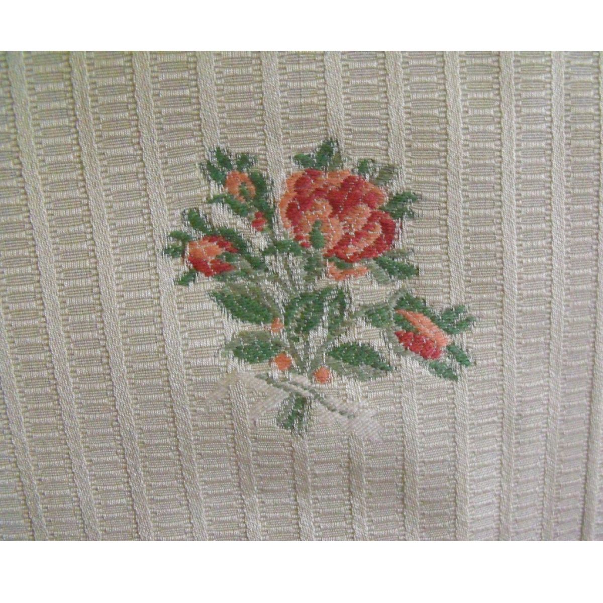 SOLD Nosegay Weave Peach Ivory Floral Embroidery Lee Jofa