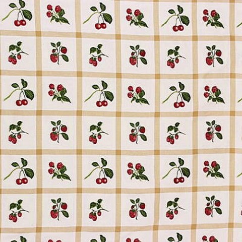Lee Jofa Hewlett Plaid Parchment Embroidery Berries