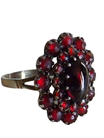 SOLD Art Nouveau Bohemian Garnet Flower Cluster Ring
