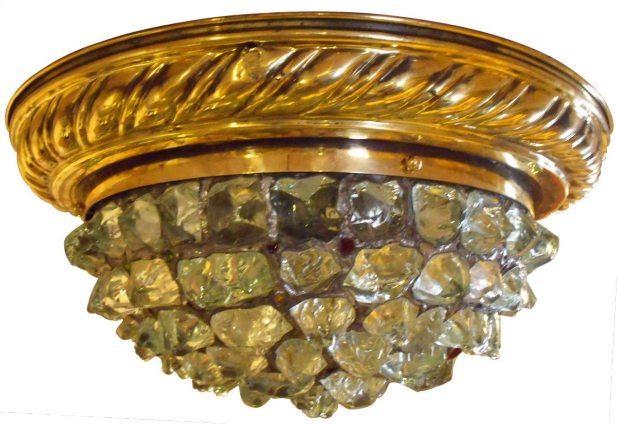 SOLD Large 1900 Jugendstil Chunk Glass Ceiling Light