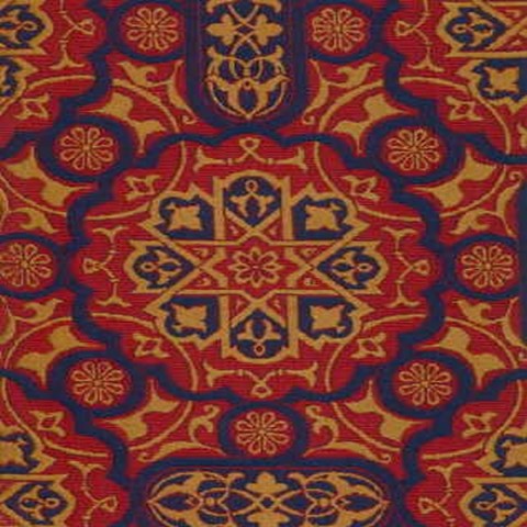 Celtic Gothic Blue Gold Red Tapestry Upholstery Fabric