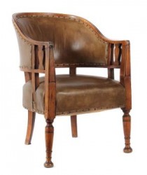 SOLD Circa 1900 Arts and Crafts Art Nouveau Library Leather Armchair