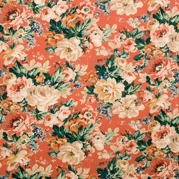 Lee Jofa England Castletown Floral Print Coral Cotton Linen