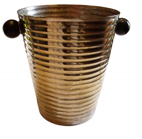 SOLD Art Deco Champagne Bucket Silver Plated Brass Bakelite Beehive