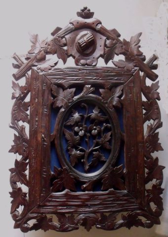 SOLD 19th Century Black Forest Hand Carved Hanging Cabinet