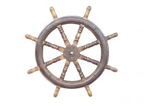 SOLD 19th Century Ship Wheel Wrought Iron Oak 43"