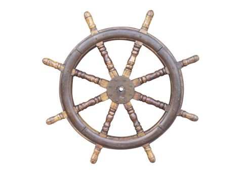 SOLD 19th Century Ship Wheel Wrought Iron Oak 43"