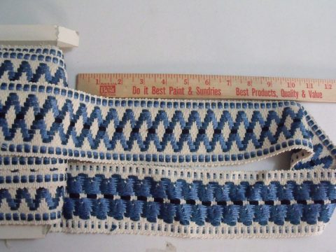 SOLD Vintage Lyon France Embroidery Tape Trim Thick 3" Wide White Blue