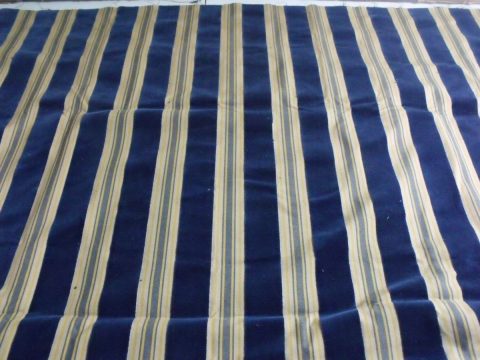 2.75y Lee Jofa French Cotton La Duree Cotton Velvet Ticking Stripe Navy Blue