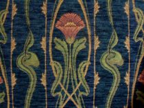 SOLD Art Nouveau Chenille Tulips Sapphire Blue Kravet