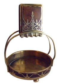 SOLD Art Nouveau Erhard & Söhne Brass Inlay Rosewood Ashtray