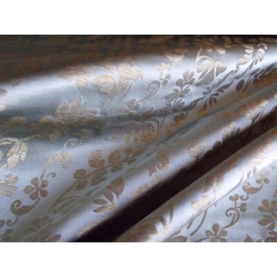 Lee Jofa Silk Romantic Floral Stripe Blue Gold