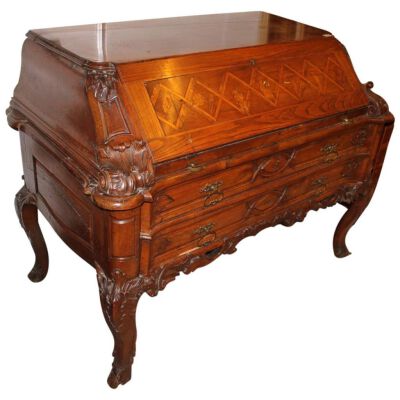 18th Century Carved and Inlaid Baroque Desk