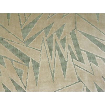 6.5 y Art Deco Angles Figured Velvet 100% Cotton Beige Aqua Brunschwig & Fils