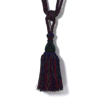 LARGE Curtain Tieback Navy Burgundy Green Gold Cotton Viscose